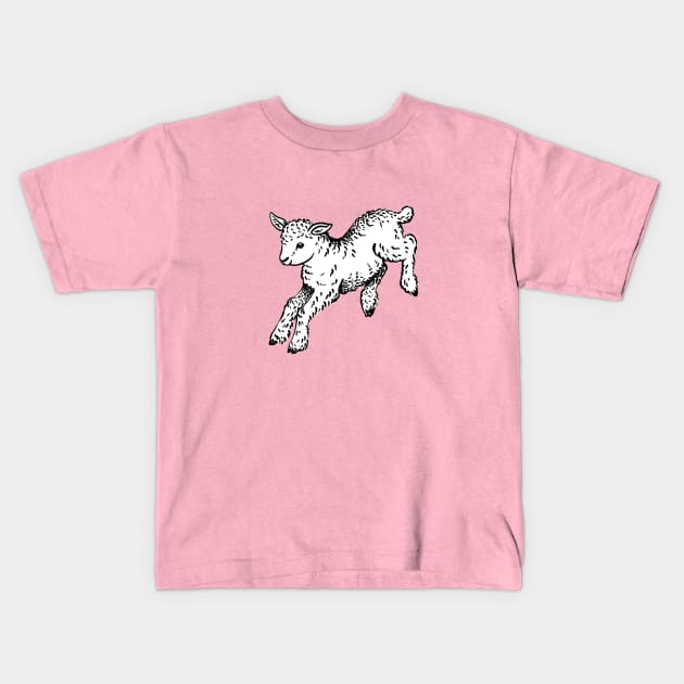 Happy Lamb Kids T-Shirt by illucalliart